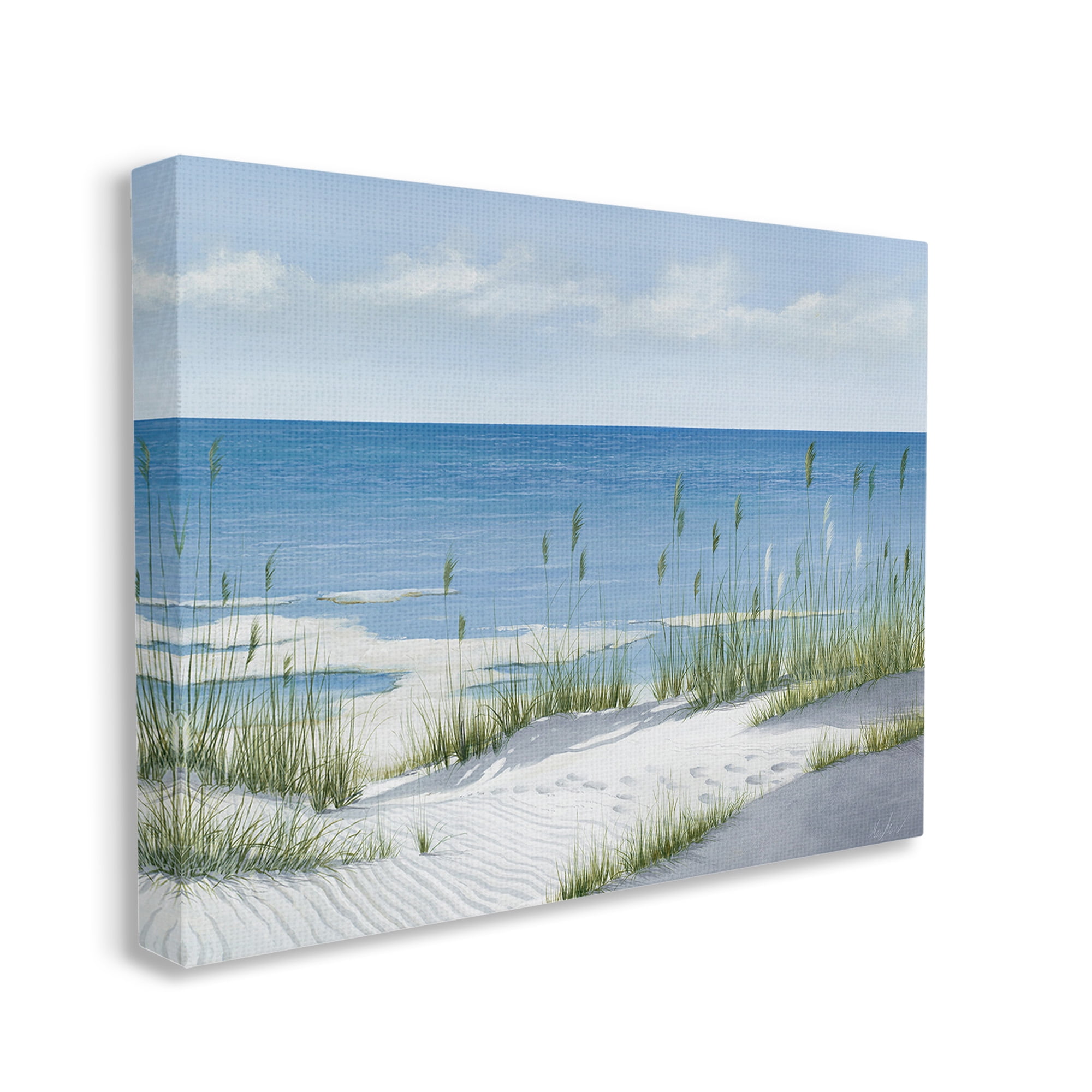 Stupell Industries Beach with White Sand Landscape Painting Gallery Wrapped Canvas Art Print Wall Art, 30 x 24