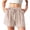 #146-Khaki, variant on Women's Casual Striped Shorts Elastic Waist Drawstring Trousers with Pockets for Vacation