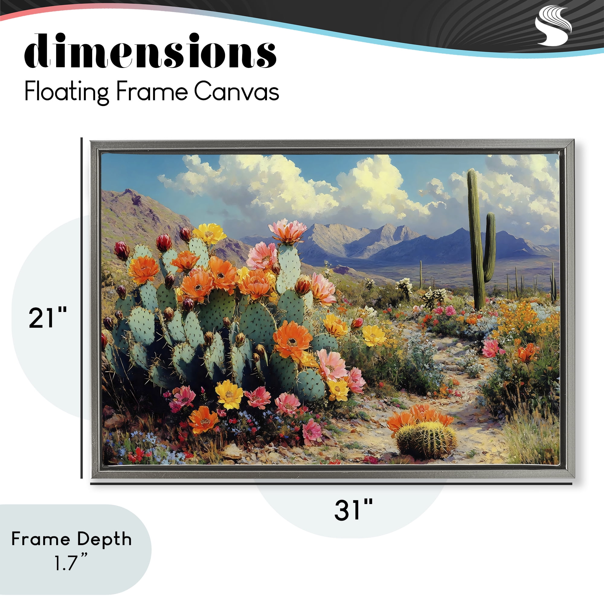 Stupell Industries Vibrant Cacti in Desert Gray Framed Floater Canvas Wall Art, design by Franklyn Gregory