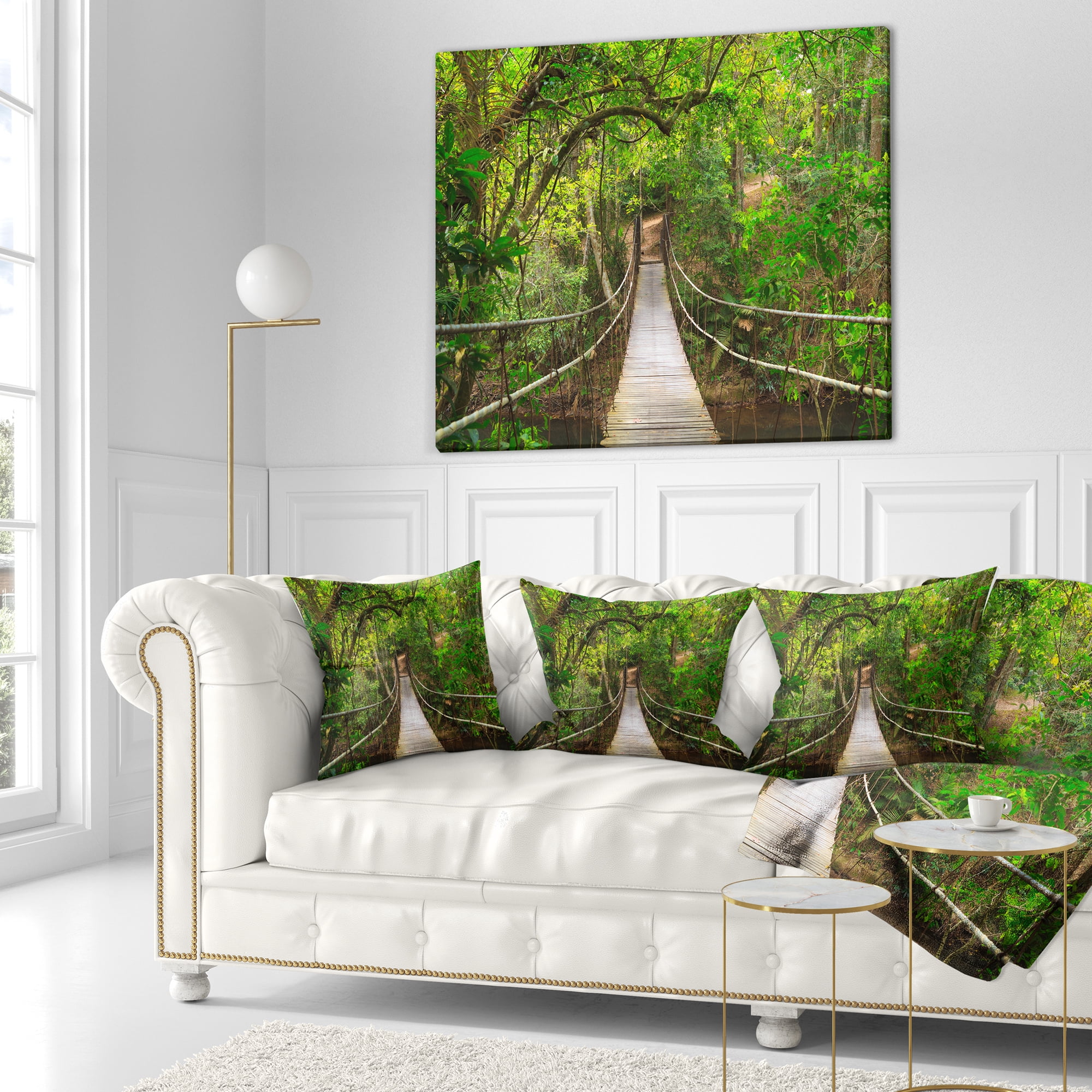 Designart Bridge to Jungle Thailand - Landscape Photo Throw Pillow - 16x16