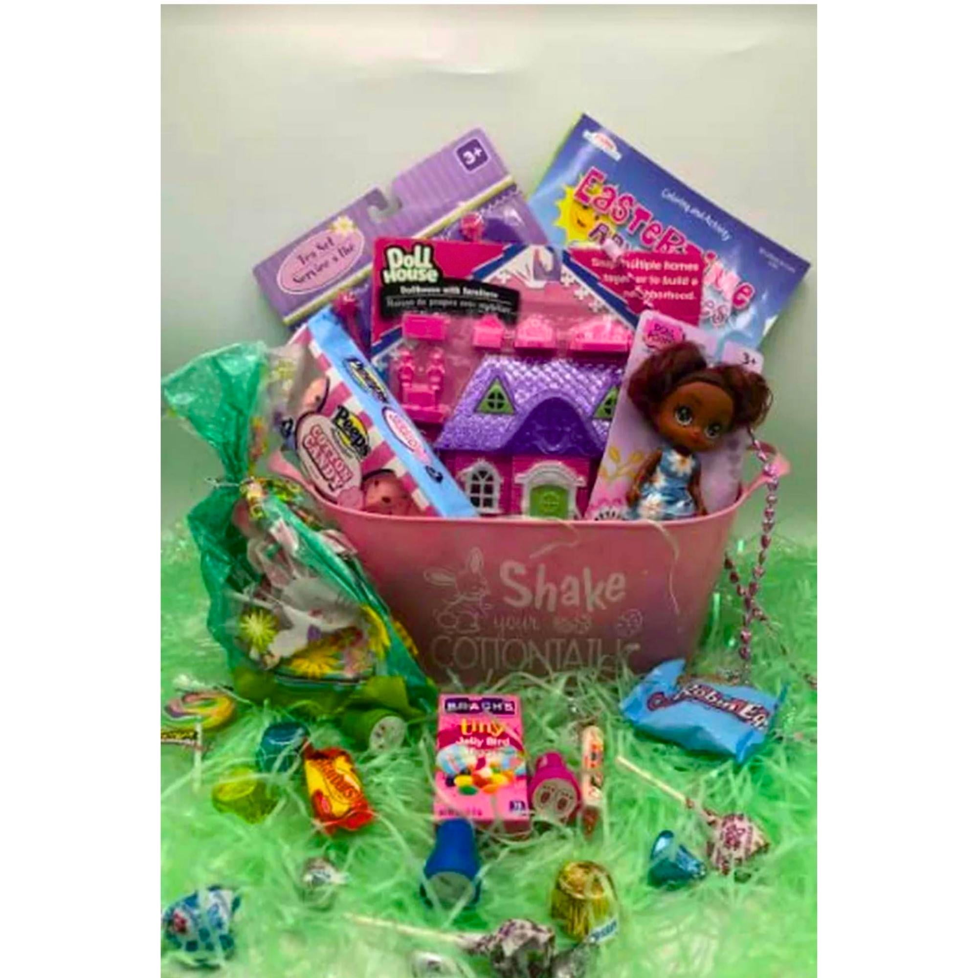 Little Girls Tea Time Easter Basket, Prefilled & Wrapped Gift Bucket