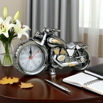 JingChun Vintage Desk Clock Motorcycle Tabletop Clock Non Ticking Battery Operated Desk Shelf Clocks Motorcycle Sculpture for Home office Desktop Shelf Decor Ideal for Men Friend