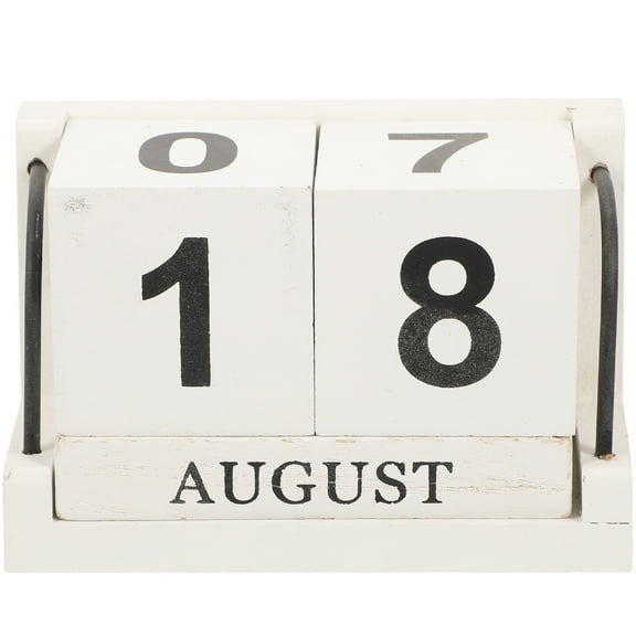 Homoyoyo Wooden Perpetual Calendar Blocks Set, Reusable Yearly Desk Decoration, Home Office Organizer