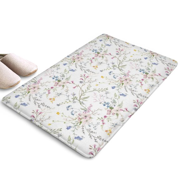 Pioneer Flower Floral Print Flannel Non Slip Door Rugs,Washable Door Mats Indoor,Decorative Door Mats,Dirt-Resistant and Absorbent Doormat for Entrance,Bedroom,Kitchen,Bathroom,23.5"x16"