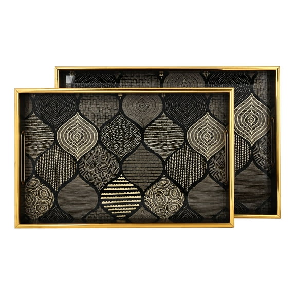 SINT Serving Tray with Antique Look and Stylish Design, Pack of 2