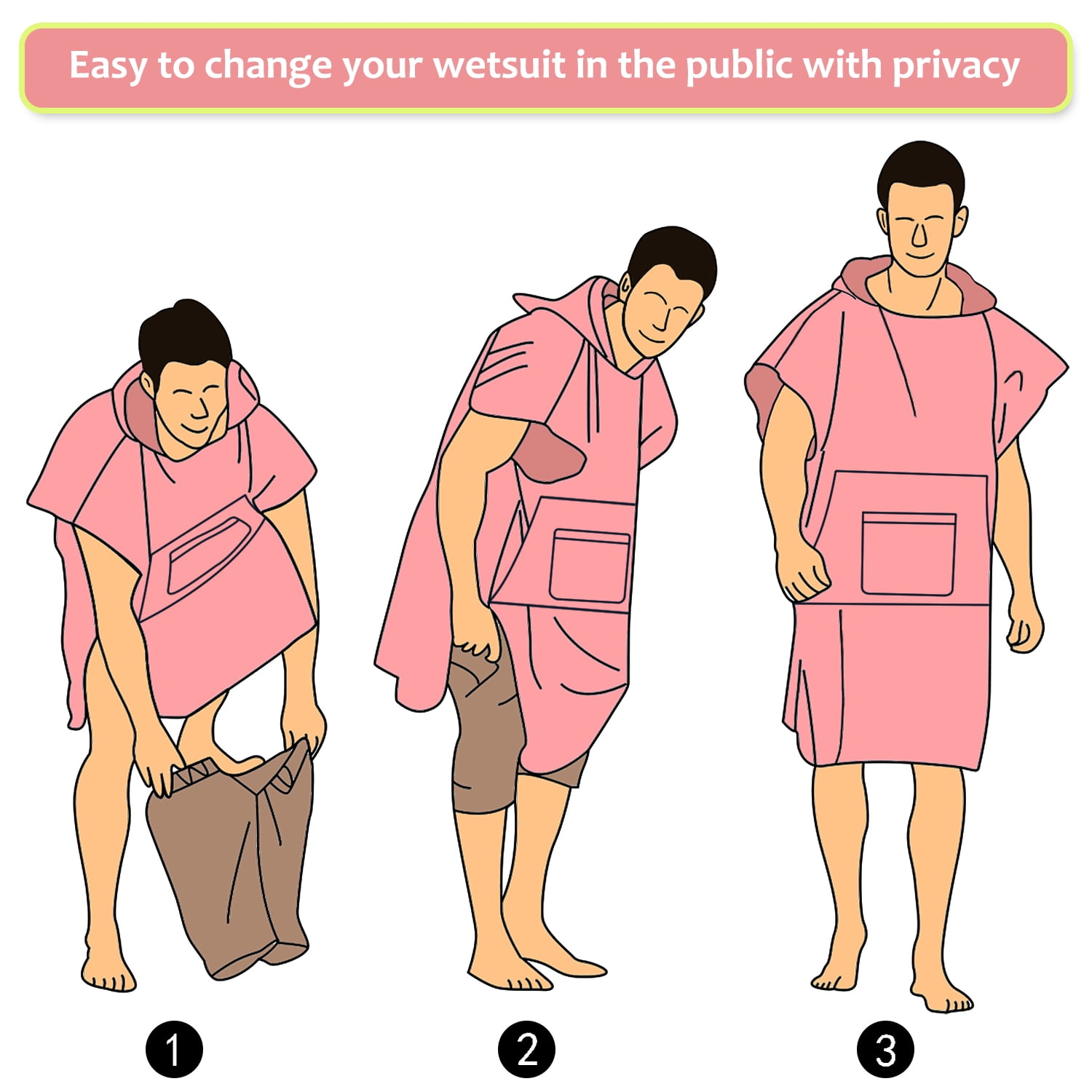 Catalonia Unisex Surf Poncho Changing Towel Robe for Adult Surfer Swimmer Outdoor Beach