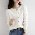thumbnail image 4 of Suéter de punto de primavera y otoño para mujer, cárdigan, suéter corto de lana con cuello redondo para mujer, abrigo para mujer, 4 of 6