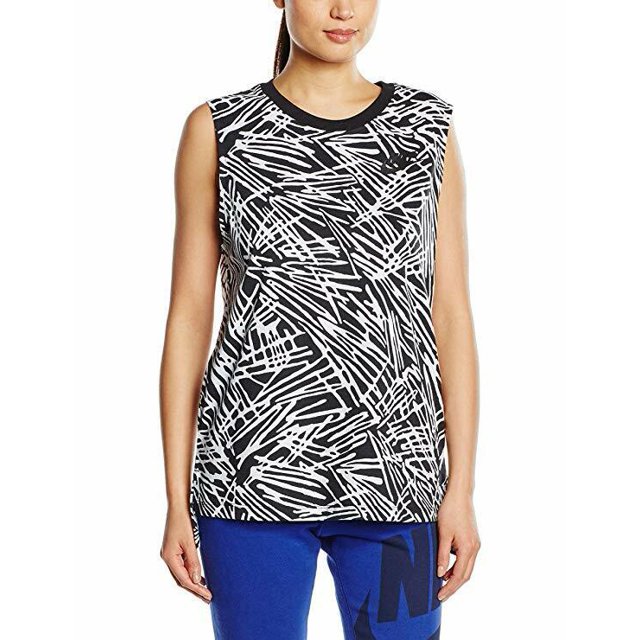 NIKE Zebra Print BLACK / WHITE Muscle Tank Top SPORT Run 739960 ( S )