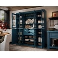 thumbnail image 2 of 100% Solid Wood Kitchen Pantry Storage Cabinet with Glass Doors, Adjustable Shelves and 2-Drawers, Teal Blue Wooden China Cabinet, 2 of 6