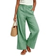 thumbnail image 6 of Baggy Sweatpants Dqueduo Women's Plaid Wide-Leg Pants with Pockets – Casual Trousers Green XL, 6 of 8