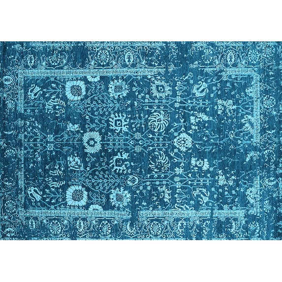 Ahgly Company Indoor Rectangle Oriental Light Blue Industrial Area Rugs, 2' x 4'