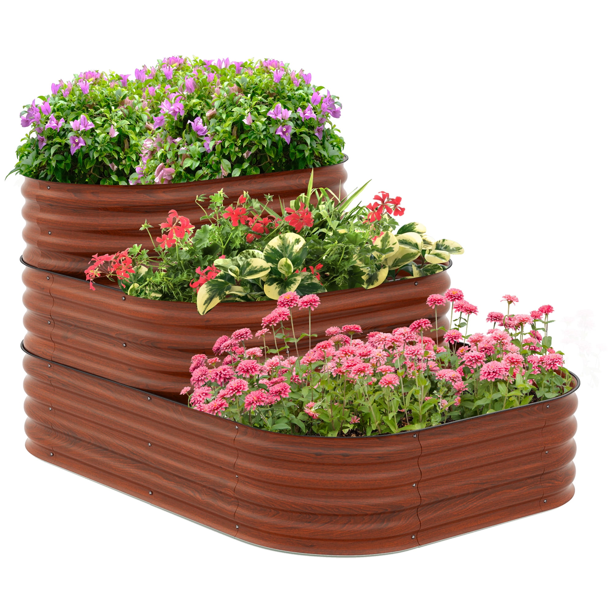 Outsunny 3-Tier Raised Garden Bed 62.25" x 43" x 32.25" Planter Set, Brown