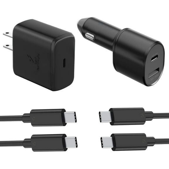for Google Pixel 6 - 45W PD Charger Kit,USB C Super Fast Charging Wall Charger Block/Car Adapter with 2x C to C Cord - Black