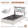 thumbnail image 3 of Wooden Twin Bed Frame with Bookcase Headboard and Sliding Barn Door, White, 3 of 9