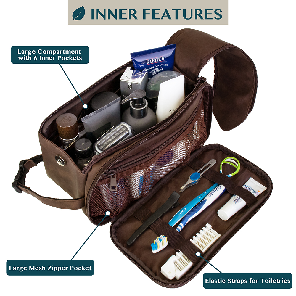 Pavilia Men's Leather Toiletry Bag photo 2