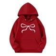 thumbnail image 4 of YOUYEDIAN Girls Bow Print Hoodies Long Sleeve Sweatshirts Causal Drawstring Pullover 2026 New Clothes Red 9-10 Years, 4 of 4