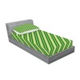 thumbnail image 2 of Ambesonne Geometric Fitted Sheet & Pillow Sham Set, Irish Striped Pattern, Twin, Lime Green Dark Green, 2 of 2