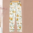 thumbnail image 2 of Ecqkame Lounge Pants for Women Elastic Waist Loose Casual Print Pajama Trousers Lightweight Breathable Soft Everyday Home Sleep Pants Yellow XXXXL, 2 of 5