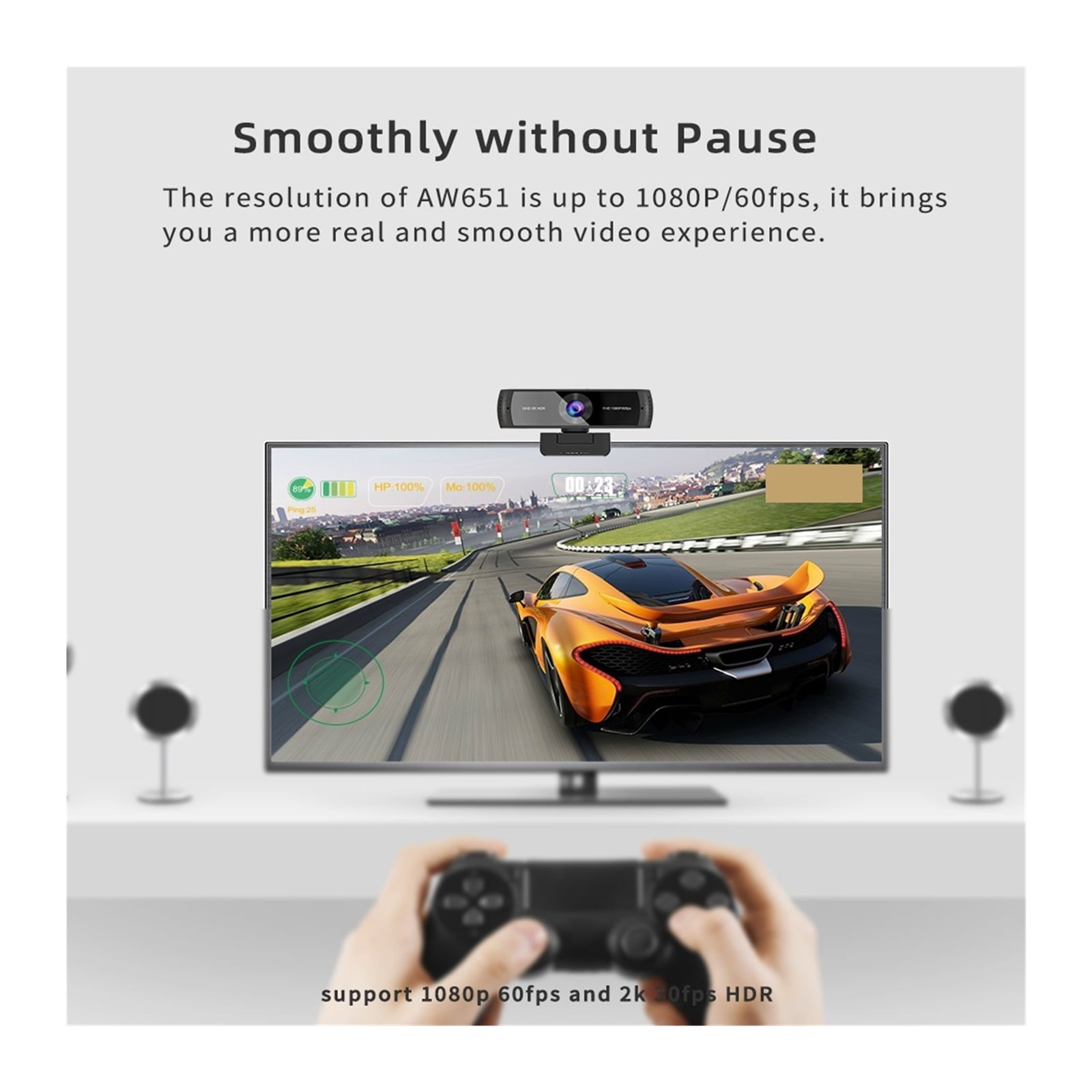 Webcam QHD 2K HDR 30FPS Webcam Autofocus 1080P 60FPS Web Camera With Noise-cancelling Mics And Privacy Cover For Live ,Full Clarity