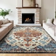 thumbnail image 2 of Hasoo 9' x 12' Area Rug for Living Room Boho Vintage Rug Non Slip Throw Rugs Floral Bedroom Rug, Blue/Orange, 2 of 5