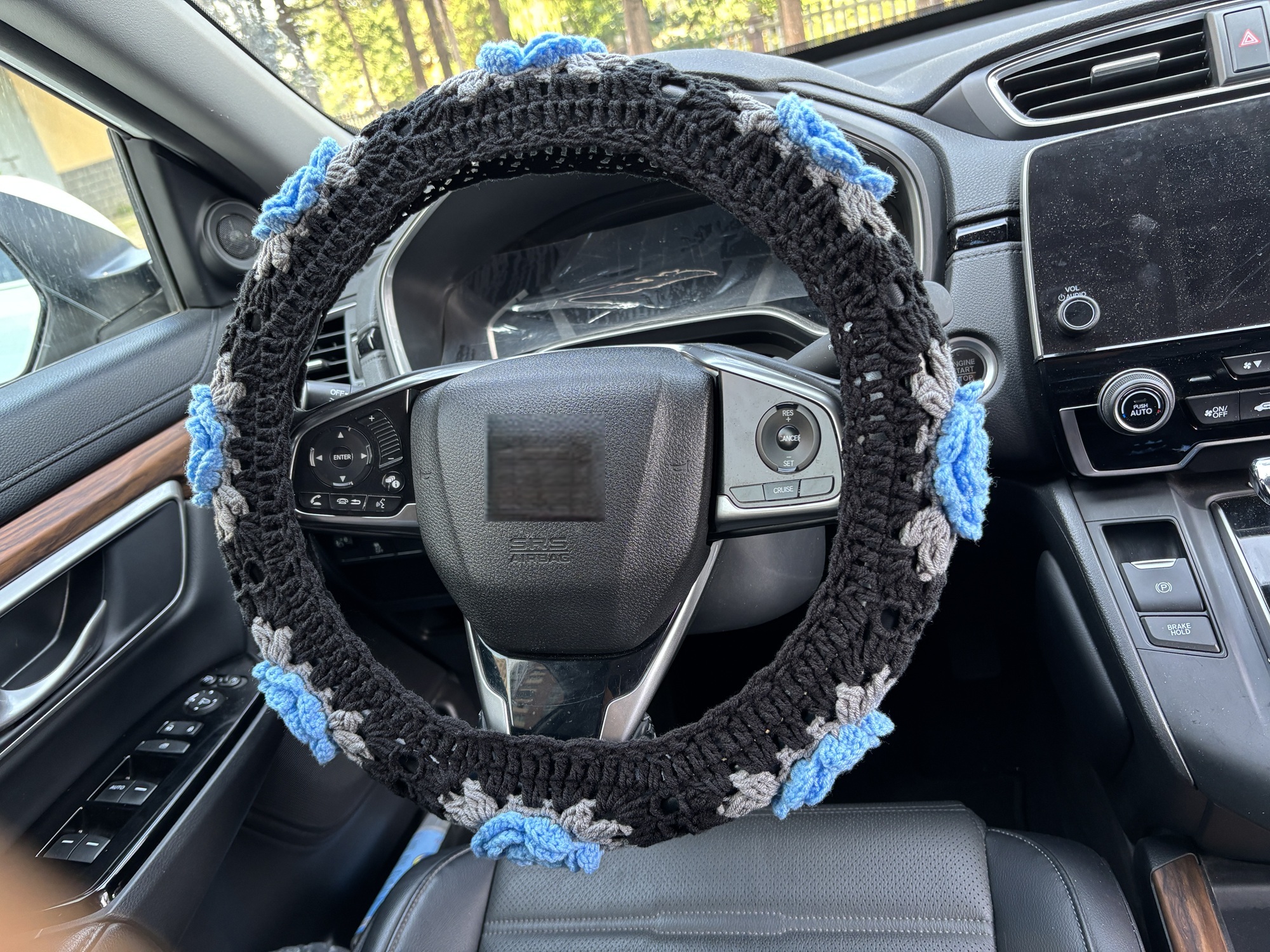 Crochet Roses Flower Steering Wheel Cover&Seat belt Cover: Car Accessory Gift