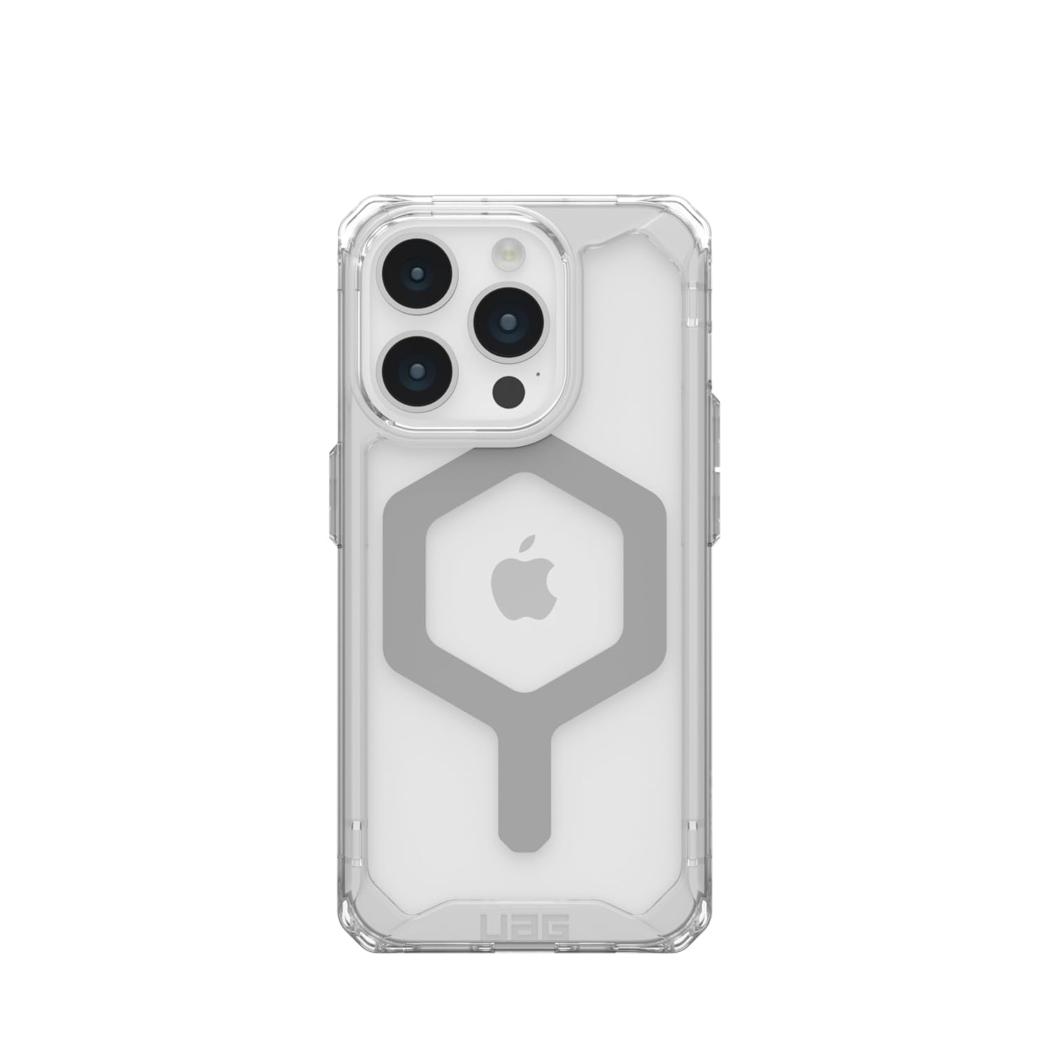 UAG iPhone 15 Pro Case 6.1" Plyo Ice/Silver Built-in Magnet Compatible with MagSafe Charging Rugged Anti-Yellowing Transparent Clear Dropproof Protective Cover by URBAN ARMOR GEAR
