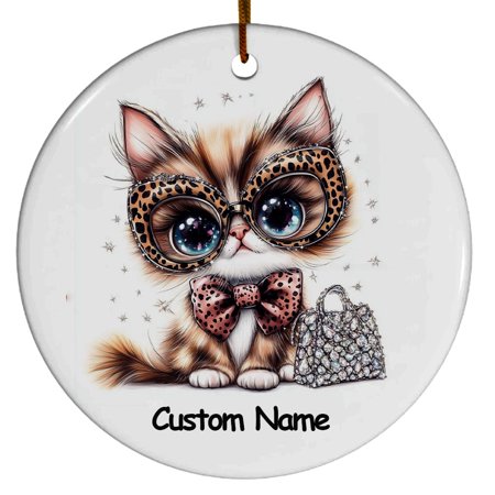 Munchkin Cat Ornament, Christmas Ornament 2025, Personalized Ornament with Name, Gifts for Cat Mom, Cat Dad, Gift for Cat Lovers, Cat Ornament 2025