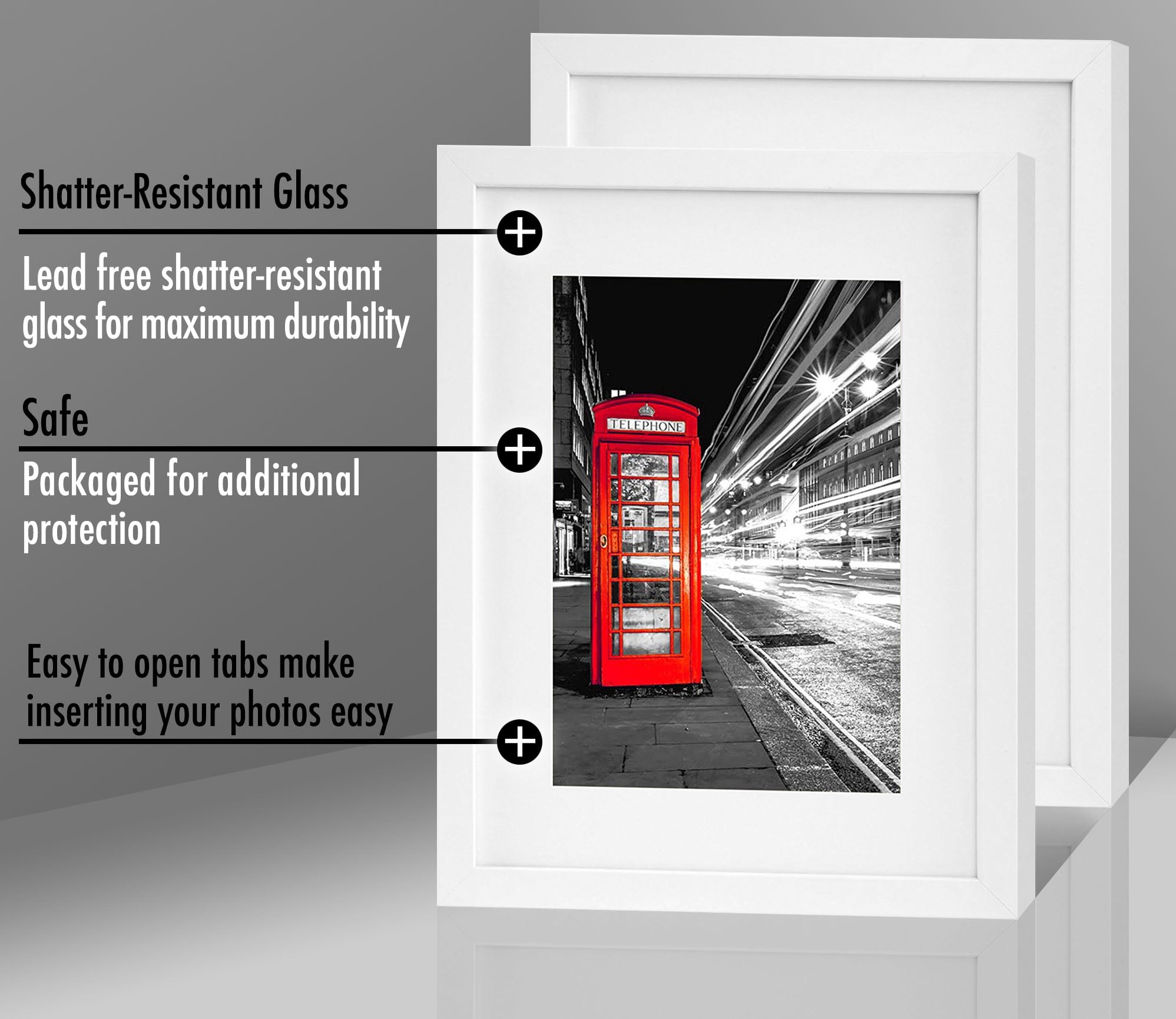 Americanflat 11x14 Picture Frame with Glass packs pictures without moldings elegant design these matting - White