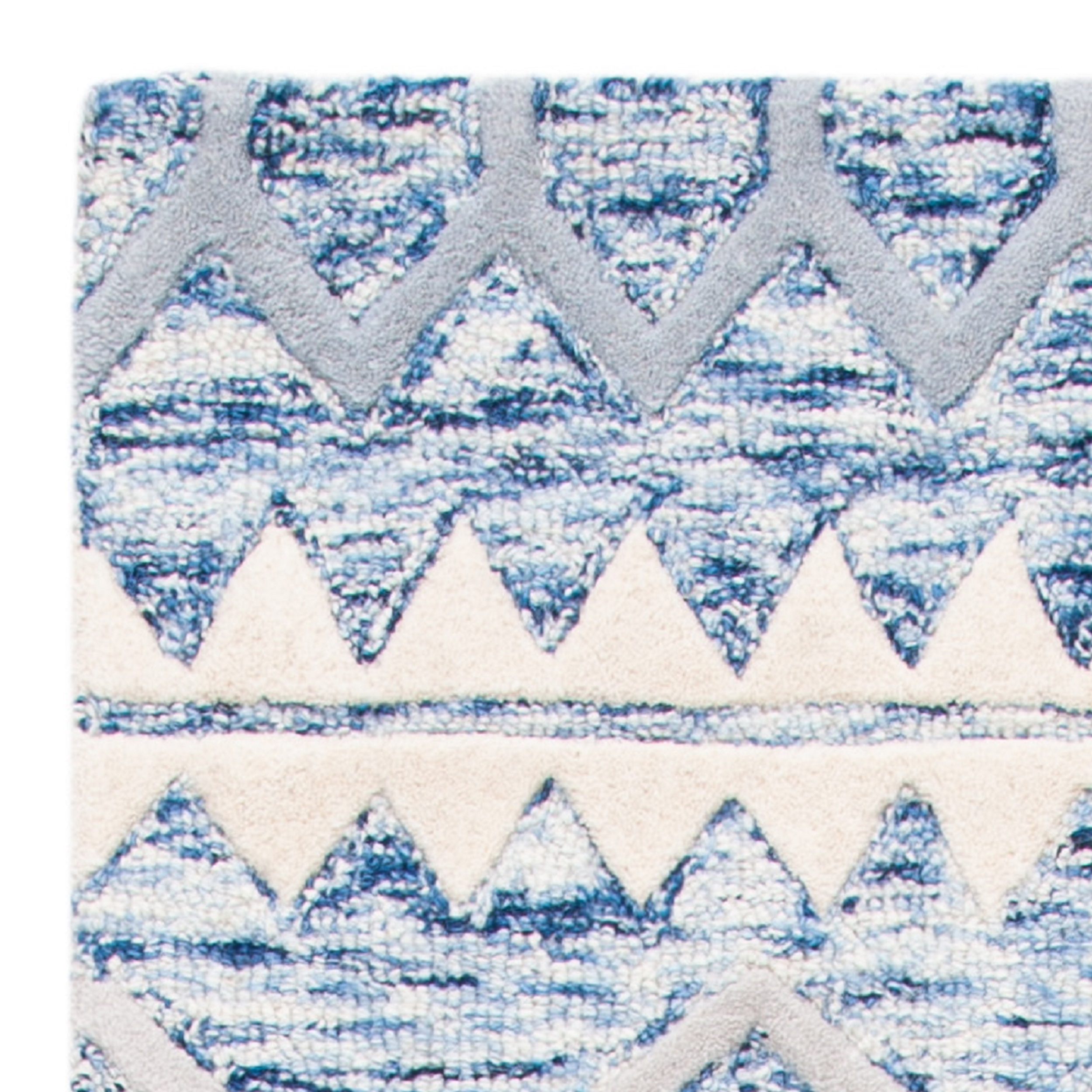 SAFAVIEH Glamour Drew Geometric Chevron Wool Runner Rug, Blue/Ivory, 2'3" x 8'