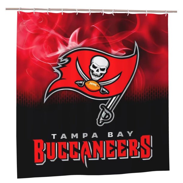 Cortina de ducha de secado rápido impermeable para baño de los Buccaneers, cortina de ducha con ganchos, decoración de fútbol americano, juego de cortinas de ducha para baño de plástico de 72 x 72
