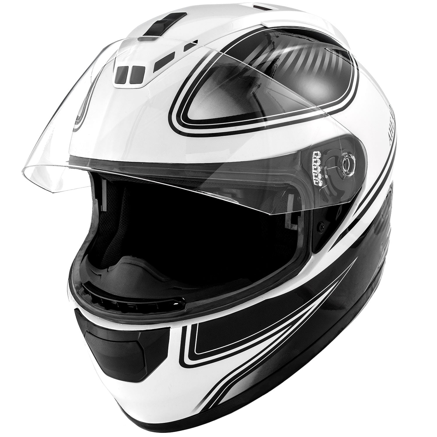 DOT Motorcycle Helmet Full Face KOI Gloss White w/ Clear Visor - Adult
