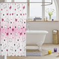 thumbnail image 3 of Manfei Sweet Bow Cat Shower Curtain 72Wx72L, Love Heart Paw Bathroom Curtain, Pink White, 3 of 5