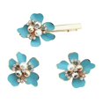 thumbnail image 1 of Pinzas para el pelo y pendientes de perlas de flores de estilo bohemio hawaiano joyería para mujer Azul jinwen Pendientes con pinzas para el cabello de flores, 1 of 7