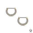 thumbnail image 1 of Nipple Rings Clickers Ion Plated 16ga or 14ga with Double Paved Crystals 1 Pair, 1 of 8