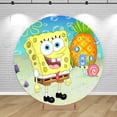 thumbnail image 3 of Fondo redondo para fiesta, fondo para cumpleaños de niño y niña de Bob Esponja, foto de casa de piña, cubierta de cilindro elástico, pancarta decorativa, accesorios, 3 of 4