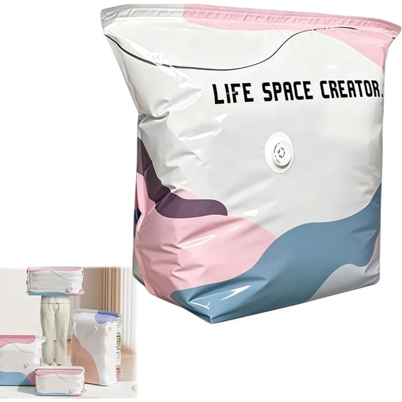 No‑Pump Vacuum Storage Bags, Press & Seal Large Cube Vacuum Seal Bags, Thickened Reusable Space Saver Compression Bags for Clothes, Blankets, Bedding, Organizers (M,27×19×11") A3