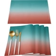 thumbnail image 3 of Abstract Art Ombre Red Turquoise Placemats for Dinning Table Set of 4 Burlap Kitchen Place Mats Waterproof Cloth Table Mats, Indoor Outdoor Placemats Easy Clean Dinner Decor 12x18, 3 of 6