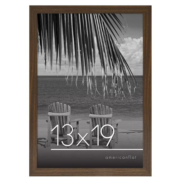 Americanflat 13x19 Picture Frame in Walnut - Composite Wood with Shatter Resistant Glass - Horizontal and Vertical Formats for Wall with Included Hanging Hardware