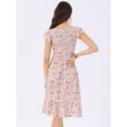 thumbnail image 3 of DARING DIVA Stylish Midi Smocked Floral Dress  XS White, 3 of 6