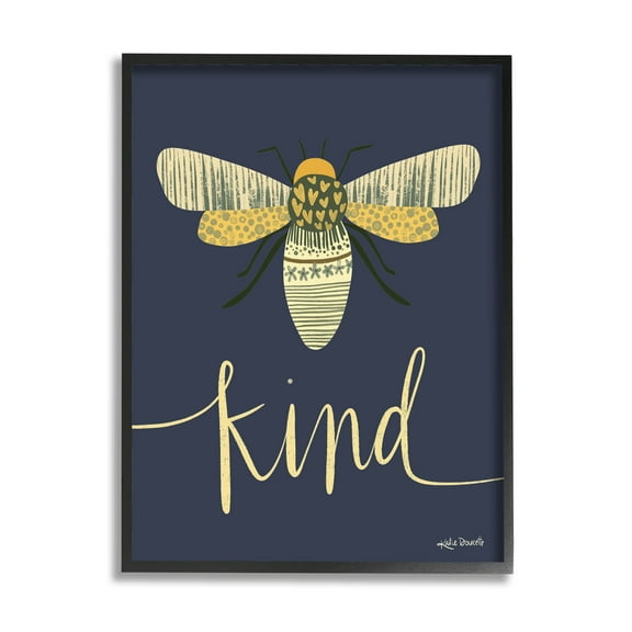 Stupell Industries Patterned Insect Bug Kind Calligraphy Graphic Art Black Framed Art Print Wall Art, Design by Katie Doucette