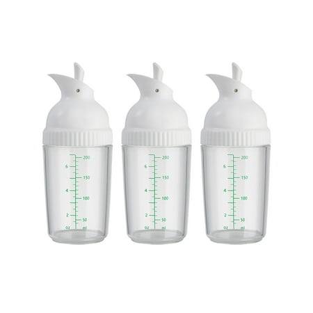 

Reduced！Samansag 3pcs Plastic Bottle Kitchen Tool Outdoor Sauce 200ml Mixer Salad Dressing Shaker