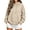 Khaki, variant on Dgankt Women's Oversized Cropped Hooded Pullover Sweatshirt Long Sleeve Drop Shoulder with Kangaroo Pocket