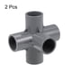 thumbnail image 3 of Conector de tubo en forma de codo de 5 vías, grado de mobiliario, accesorios de esquina en forma de T de 1/2 pulgada, color gris, 2 piezas, 3 of 3