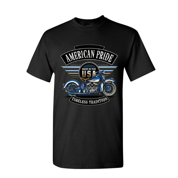 Tee Hunt American Pride Motorcycle T-Shirt MC Biker Timeless Tradition Men's Tee