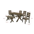 thumbnail image 3 of Siny 6pc Dining Table Set- Nutmeg Brown Finish- 4 Padded Chairs and Bench, 3 of 6