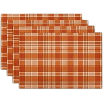 Fall Thanksgiving Placemats Autumn Orange Placemats Set of 4 Fall Buffalo Plaid Place Mats for Dining Table 12X18 Inch Autumn Table Mats for Dining Table Kitchen Rustic Seasonal Home Party Decor