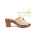 thumbnail image 4 of BLISSFUL STEP Open Toe Platform Block Heel Slides Sandals for Women Beige 7, 4 of 7