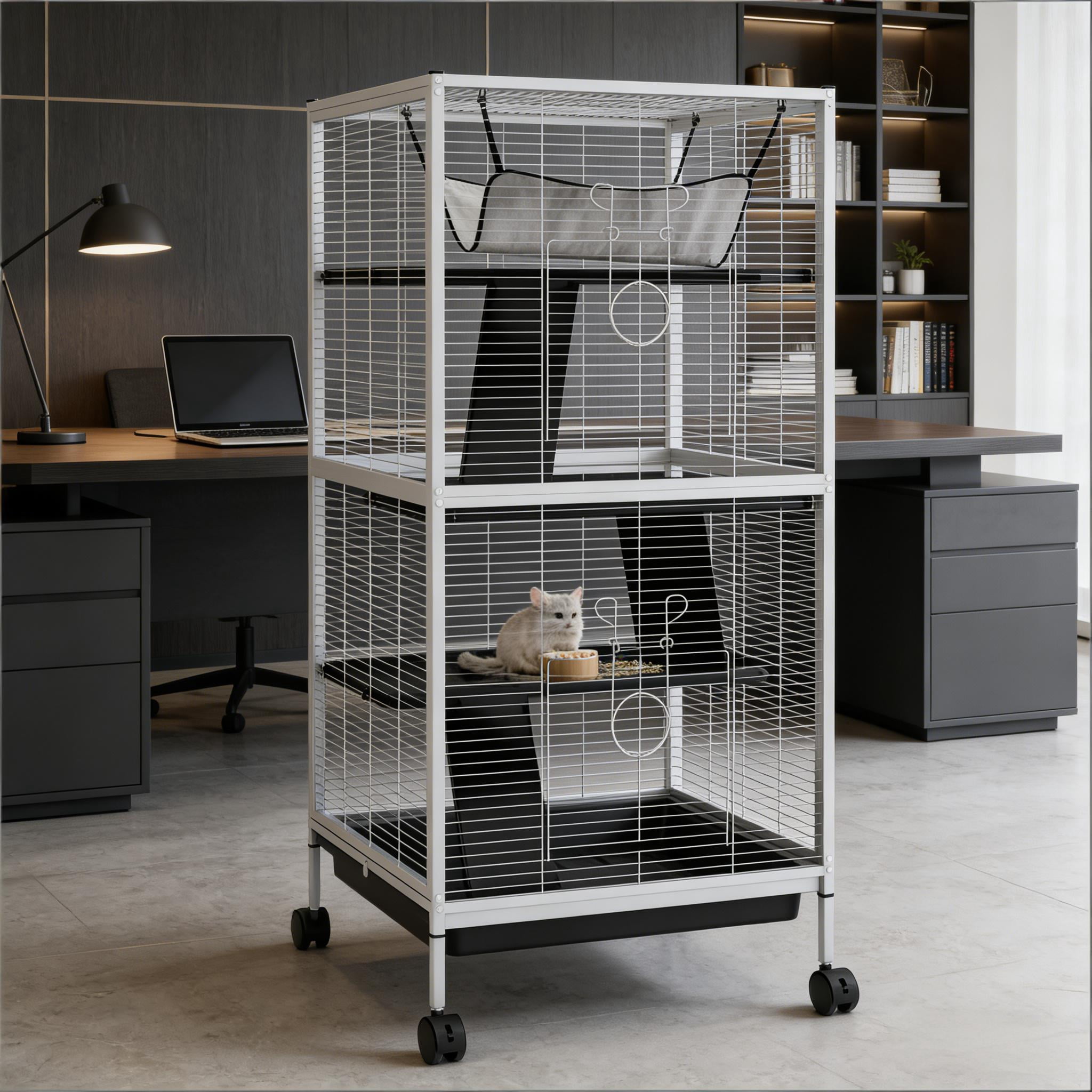 Spacious Pet House, Rolling Small Animal Hutch Cage, Small Pet Hutch