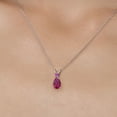 thumbnail image 3 of Gem Stone King 14K White Gold Red Created Ruby and Pink Sapphire Pendant Necklace for Women | 1.50 Cttw | Gemstone July Birthstone | Pear Shape 9X6MM | With 18 inch Chain, 3 of 6