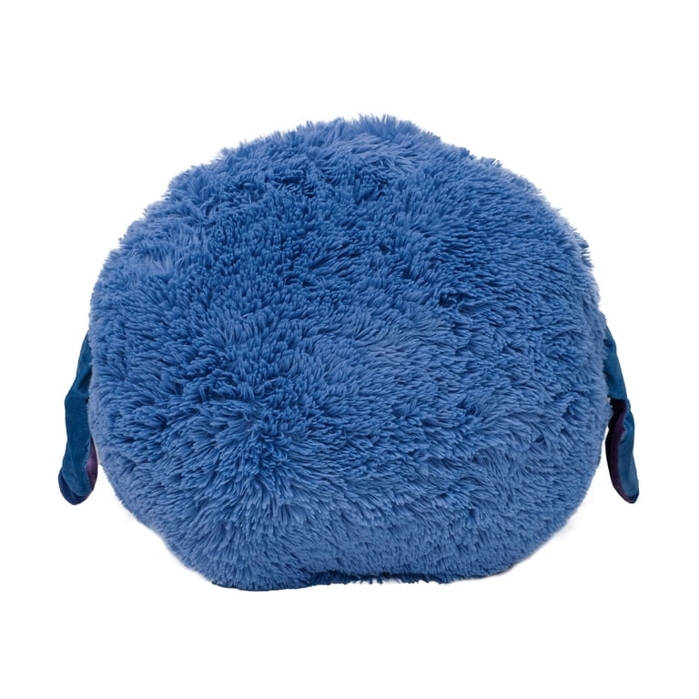 Stitch 16 Inch Blue Furry Pillow Featuring Embroidered Face